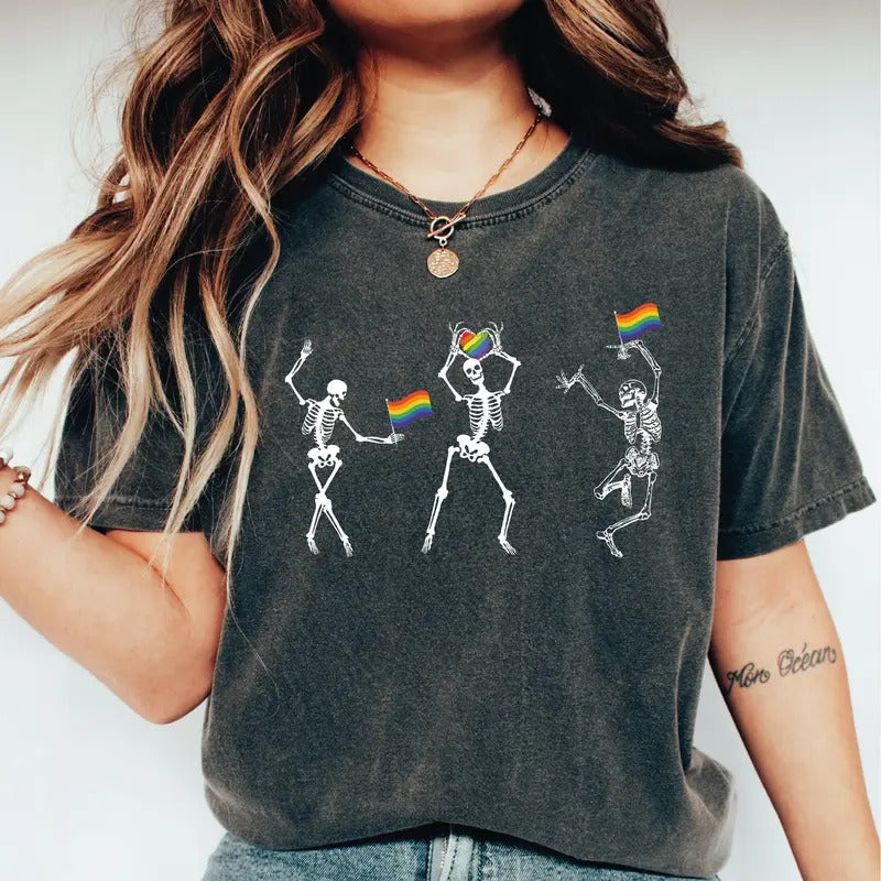 Skeleton Pride Shirt, Rainbow LGBTQ Shirt, Funny Pride Shirt, Gay Pride T-shirt, Lesbian Shirt, Bisexual Shirt, Ally...