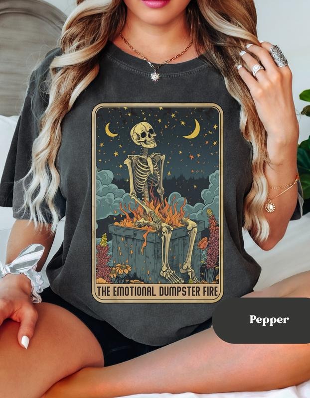 Skeleton Tarot Card Tee, The Dumpster Fire Card Shirt, The Audacity Skeleton Tarot Card T-Shirt, Tarot Card Shirt, Funny...