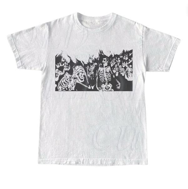 Skeletons On Fire Vintage 90s Graphic T-Shirt, Burning Skeleton Y2k Shirt, Retro Skeleton Grunge Tee, 90s Skull Shirt,...