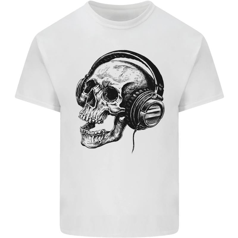 Skull Headphones Gothic Rock Music DJ Cotton Top Made USA T-Shirts, Hoodie, Sweatshirt