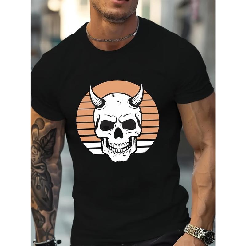 Skull New Casual Crew Neck Men's T-Shirt Made in USA Hoodie, Sweatshirt | HypeCrazeTee.com