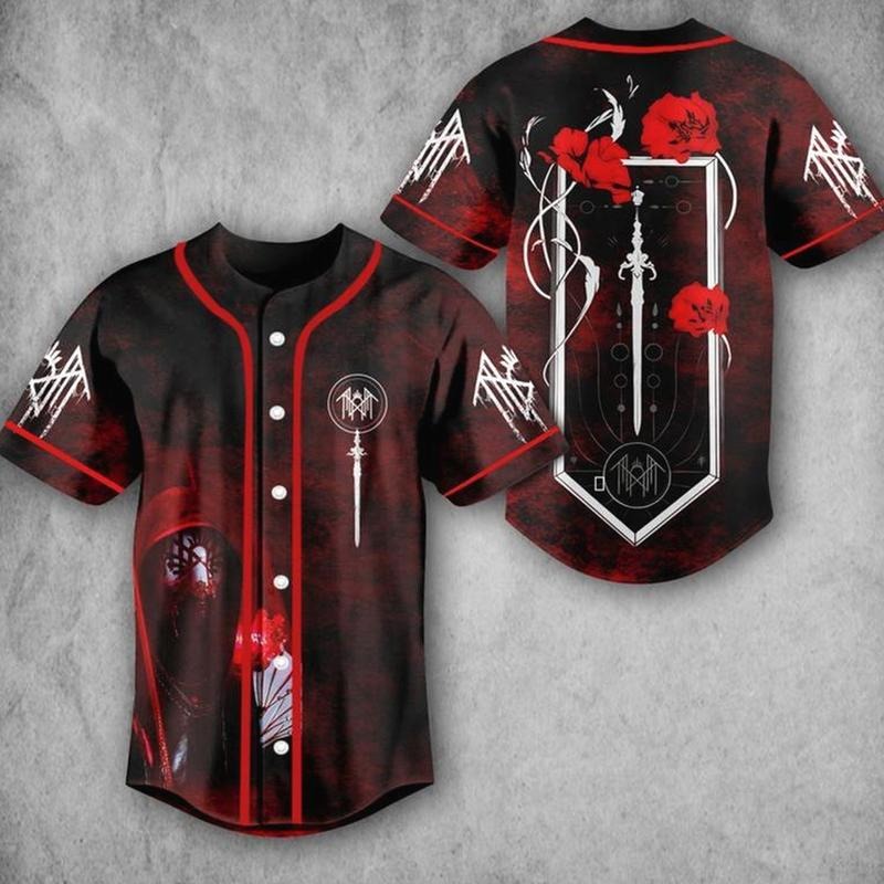 Sleep Token "Damocles Crest" Red Roses Baseball Jersey, Even In Arcadia Album Merch, Unisex Oversize Rock Band Washed...