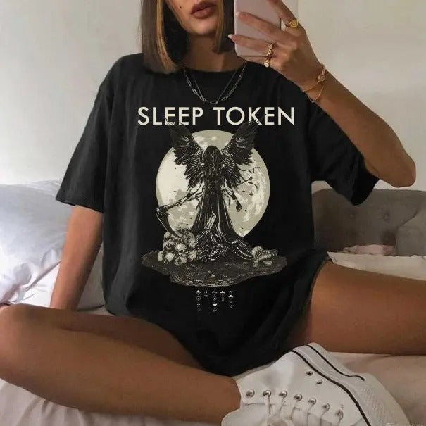 Sleep Token Winged Reaper Vintage Graphic Unisex T-Shirt, Size S-5XL Hoodie, Sweatshirt | HypeCrazeTee.com