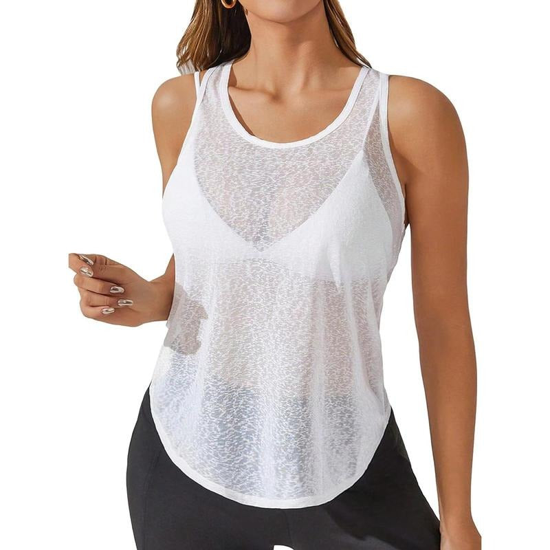 Sleeveless Scoop Neck Shirt Contract Mesh Racerback Tank Top Bikini Bra Hoodie, Sweatshirt | HypeCrazeTee.com