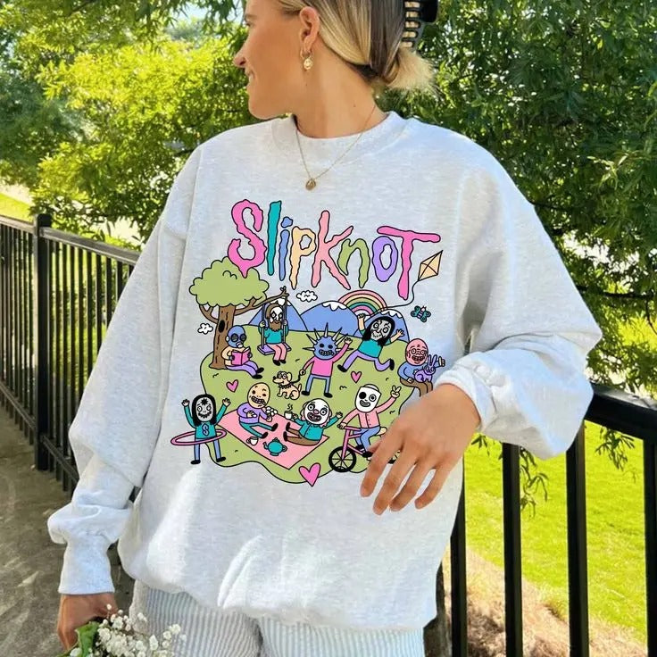 Slipknot Funny Vibes Sweatshirt Happy Times Metal Band Cozy Crewneck Sweatshirt T-Shirts, Hoodie | HypeCrazeTee.com