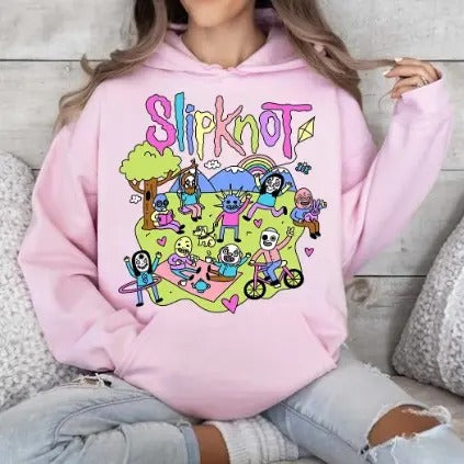 Slipknot Happy Times Playing Together Hoodie - Metal Band Shirt Cotton Graphic Hoodie Sweatshirt | HypeCrazeTee.com