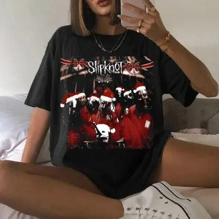 Slipknot christmas Unisex Tee Classic Rock Band Cotton Tshirt Hoodie, Sweatshirt | HypeCrazeTee.com