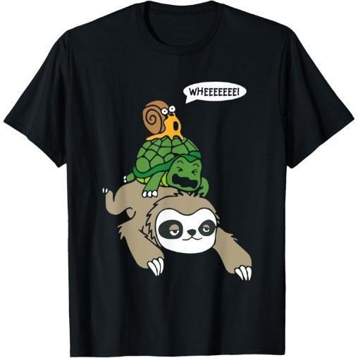 Sloth Turtle Snail Piggyback Animal Running Wild T-Shirt Made in USA Hoodie, Sweatshirt | HypeCrazeTee.com