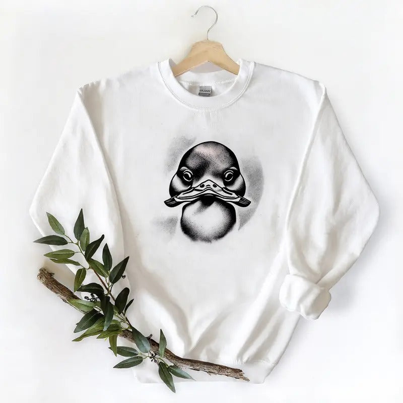Small Black And White Mallard Duck Unisex Tshirt Sweatshirt Hoodie, for duck hunters, husbands and Mallard duck lovers