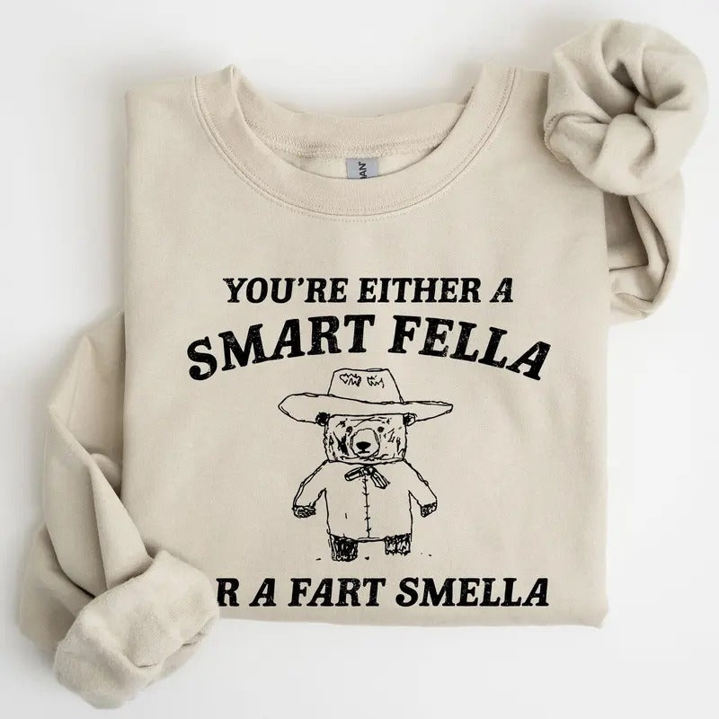 Smart Fella, Fart Smeller, Funny Bear, Aesthetic Sweatshirt T-Shirts, Hoodie | HypeCrazeTee.com