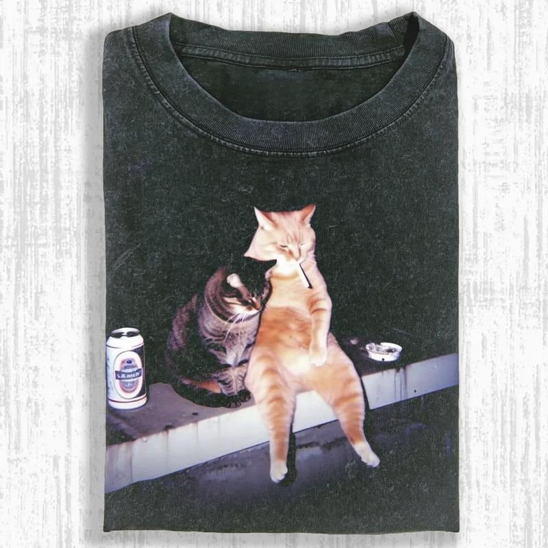 Smoking Cat T-Shirt, Funny Edgy Cat Meme Tee, Vintage 90s Shirt, Unisex Fit Design, Casual Streetwear, Gift for Cat...