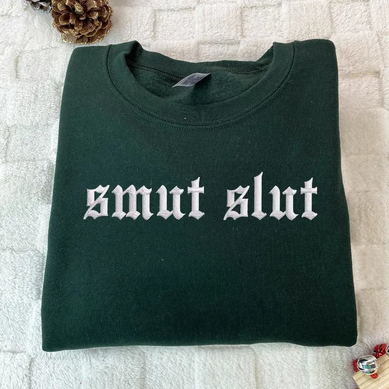 Smut Slut - Dark Romance Embroidered Crewneck Sweatshirt Unisex Fit T-Shirts, Hoodie | HypeCrazeTee.com