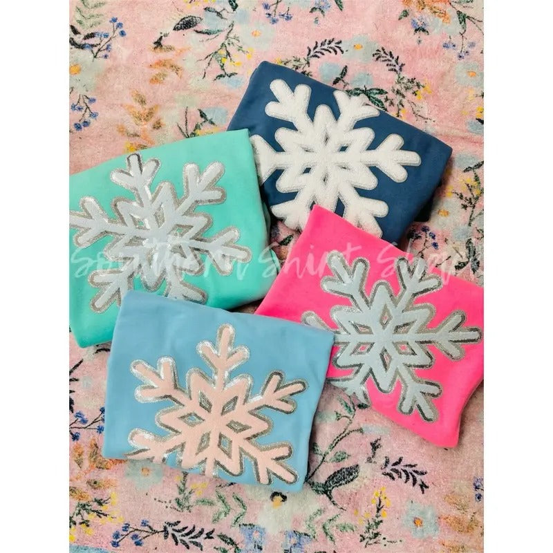 Snowflake Chenille Patch Sweatshirt T-Shirts, Hoodie | HypeCrazeTee.com