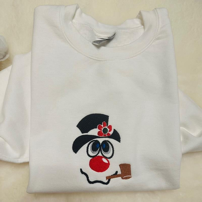 Snowman Embroidered Crewneck Sweatshirt T-Shirts, Hoodie | HypeCrazeTee.com