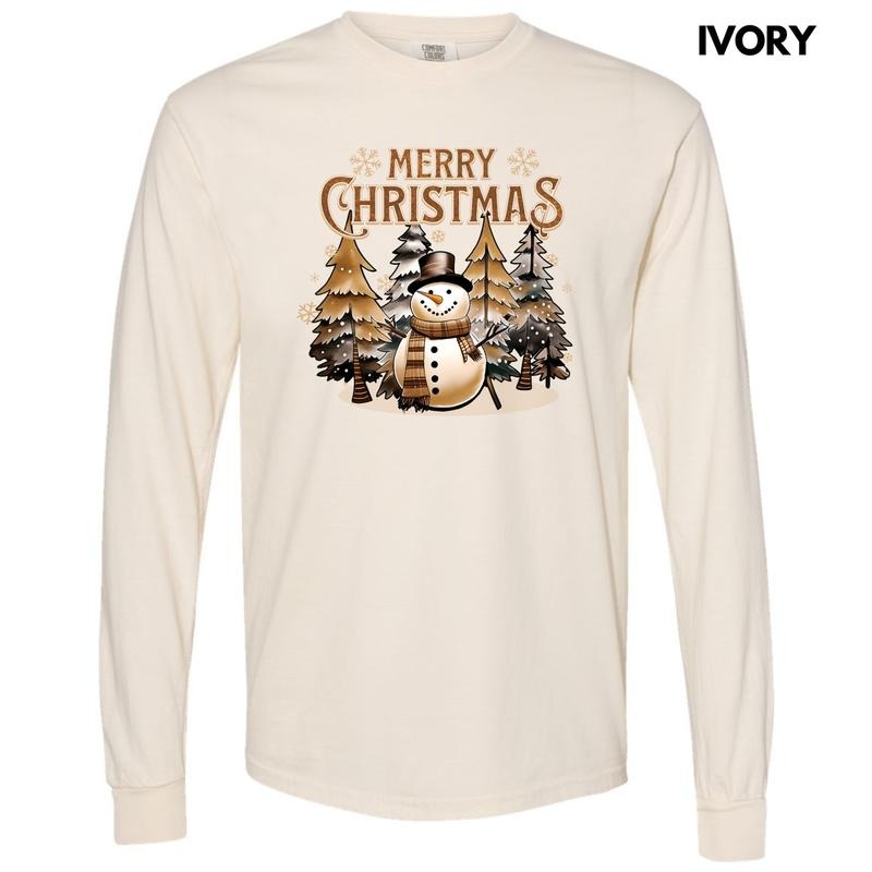 Snowman Merry Christmas Long Sleeve Comfort Colors T-Shirt 'NLB' Hoodie, Sweatshirt | HypeCrazeTee.com