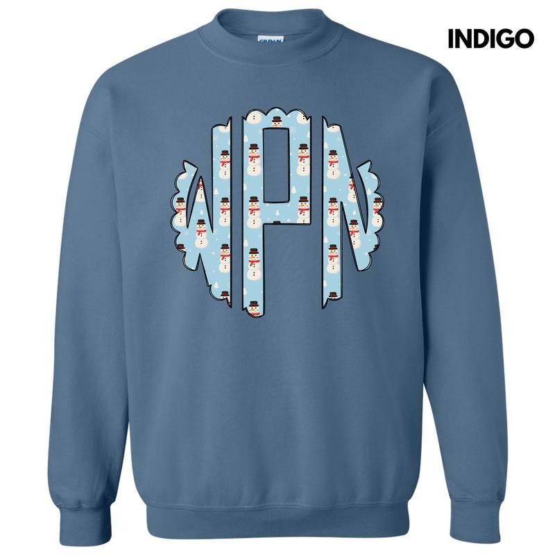 Snowman Monogram Sweatshirt 'NLB' T-Shirts, Hoodie | HypeCrazeTee.com