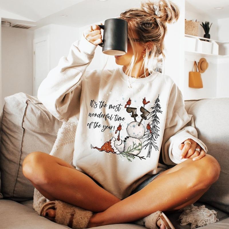 Snowman Shirt, Christmas Sweatshirt, It's The Most Wonderful Time Of The Year, Christmas Shirt for Women, Christmas...