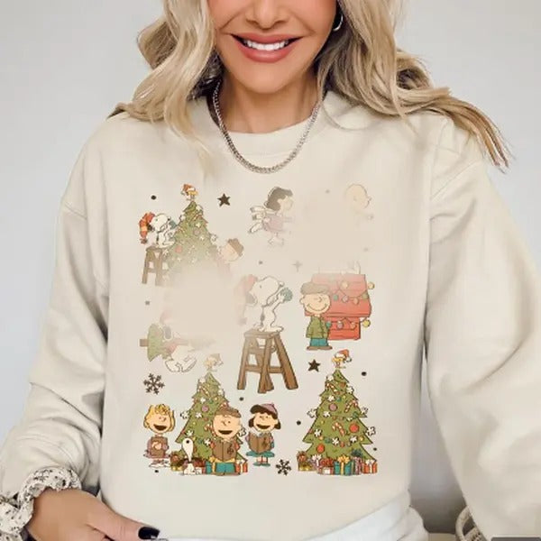 Snuppyy Christmas Sweatshirt - Unisex Loose Fit Pullover Sweater for Men and Women - Fabric T-Shirts, Hoodie