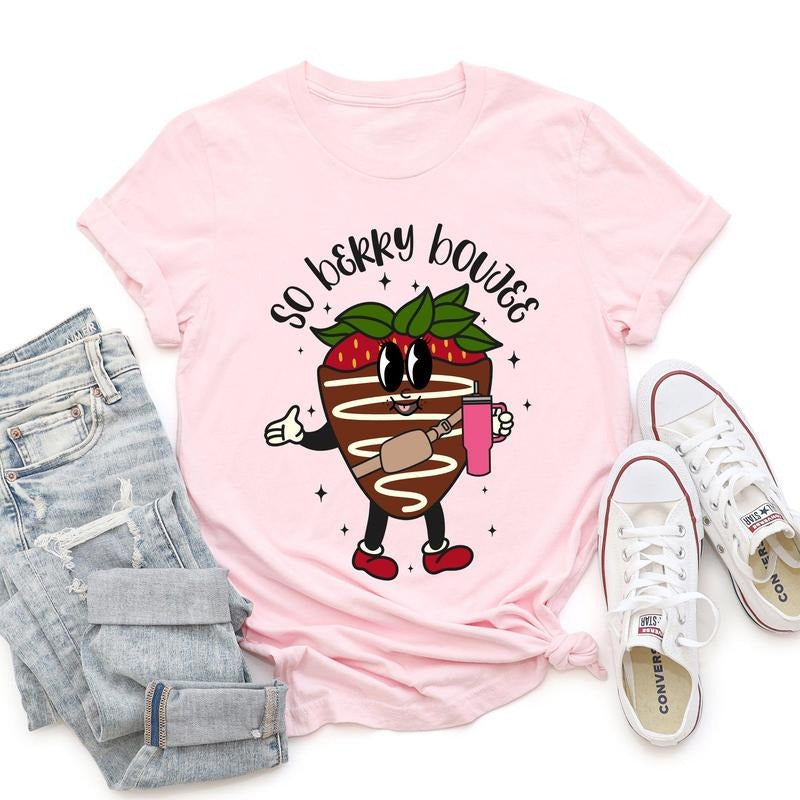 So Berry Boujee, Chocolate Strawberry, Bougie, Super Soft Tshirt, Valentine's Day Hoodie, Sweatshirt | HypeCrazeTee.com