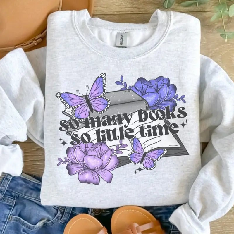 So Many Books So Little Time Ash Grey Sublimation Booktok T-Shirts, Hoodie, Sweatshirt