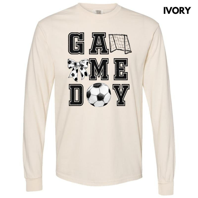 Soccer Game FAKE Glitter Long Sleeve Comfort Colors 'NLB' T-Shirts, Hoodie, Sweatshirt