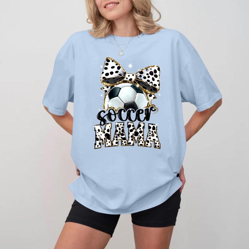 Soccer MOM Bow Crewneck, Unisex Cotton Sports Mom T-shirt Hoodie, Sweatshirt | HypeCrazeTee.com