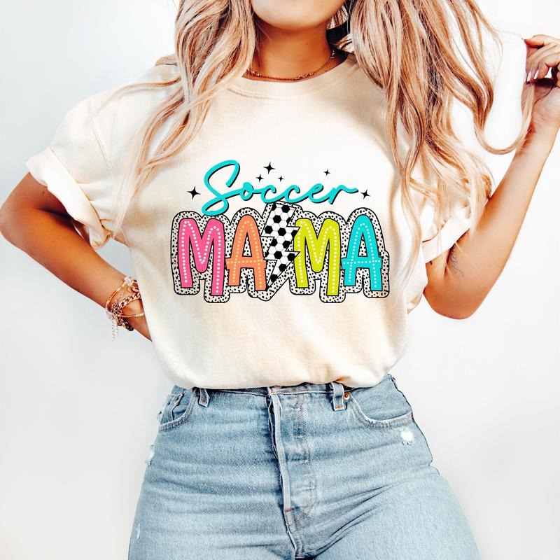 Soccer Mama T-Shirt, Soccer T-Shirt, Bright Doodle, Dalmatian Dots, Soccer Mom Shirt Soccer T-Shirt Hoodie, Sweatshirt