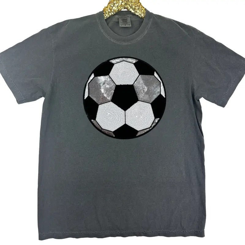 Soccer Sequin Patch Comfort Colors T-Shirt Hoodie, Sweatshirt | HypeCrazeTee.com