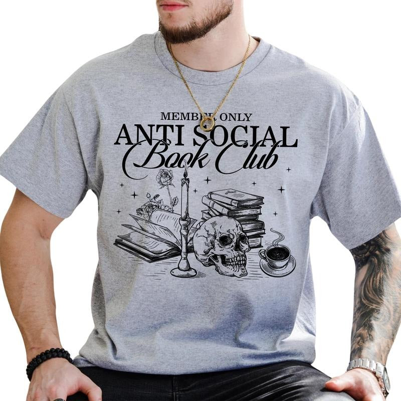 Social Anxiety Book Club Graphic Tee, Introvert Bookish Men T-shirt, Bookworm Shirt, Funny Gift For Book Lovers Hoodie,...