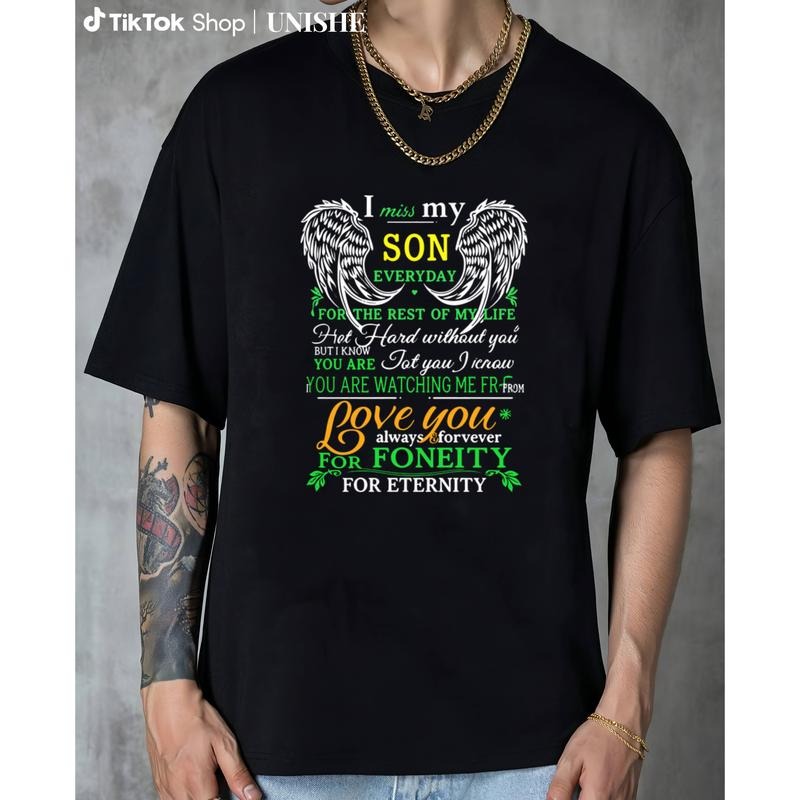 Soft Casual Memorial T-Shirt Featuring "I Miss My Son" and Angel Wings for Parents Hoodie, Sweatshirt | HypeCrazeTee.com