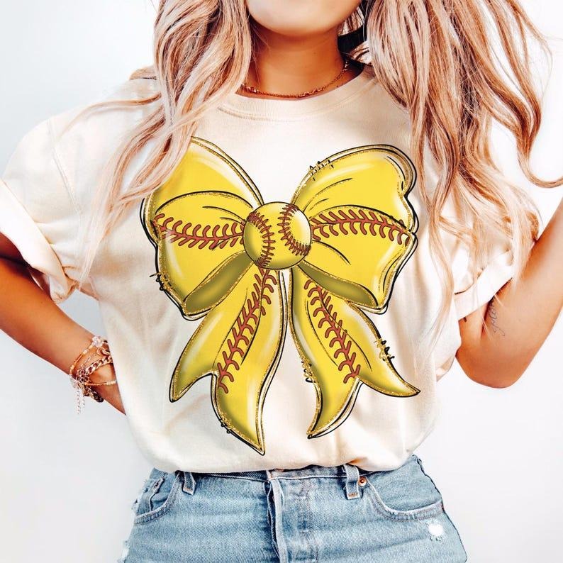 Softball Bow T-shirt, Coquette Bow, Game Day Softball, Mama, Softball Mom Hoodie, Sweatshirt | HypeCrazeTee.com