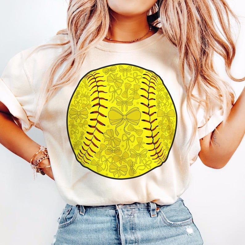 Softball Coquette Bow T-shirt, Retro Softball, Game Day, Mama, Softball Mom Hoodie, Sweatshirt | HypeCrazeTee.com