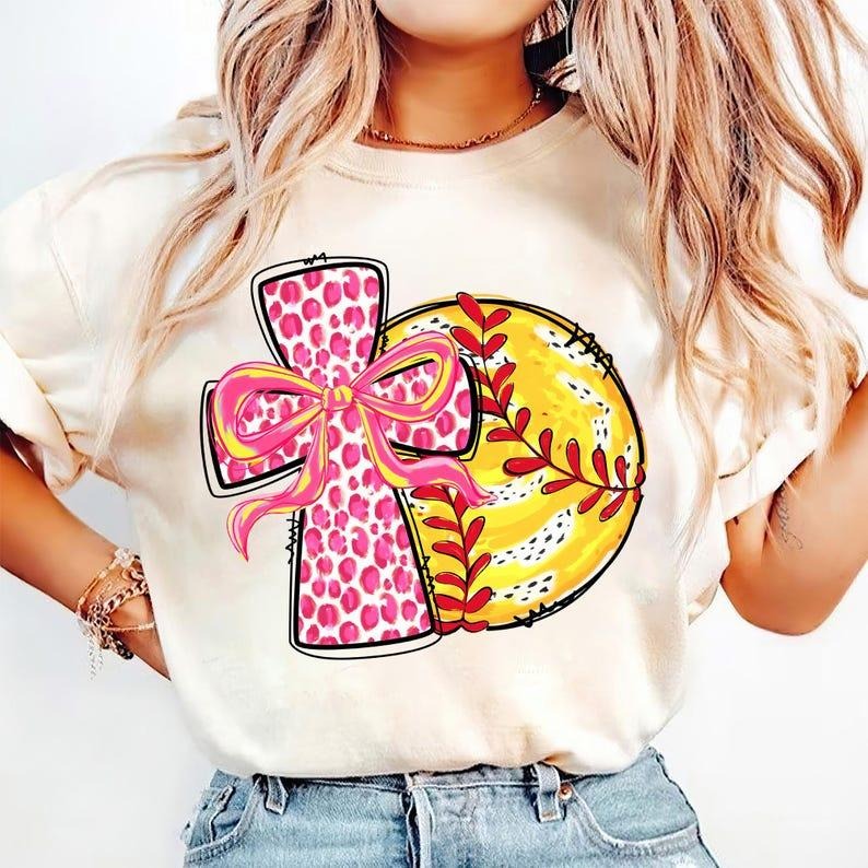 Softball Coquette Christian Softball Jesus Softball Game Day Bow Mama T-Shirts, Hoodie, Sweatshirt