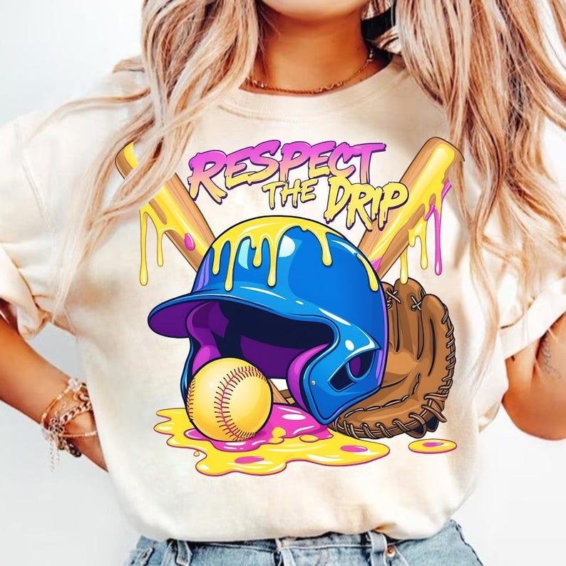 Softball Drip T-Shirt, Fun Ice Cream Cone Design, Game Day Essential Hoodie, Sweatshirt | HypeCrazeTee.com