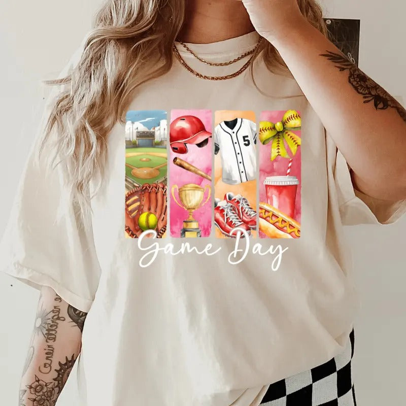Softball Game Day Graphic Shirt ~ Unisex Apparel Relaxed Fit Printed In The USA Clothing Womenswear Casual Comfort Cotton...