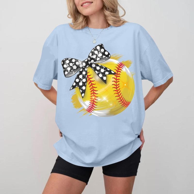 Softball Mama Bow T-shirt, Cute Unisex Cotton Crewneck Hoodie, Sweatshirt | HypeCrazeTee.com