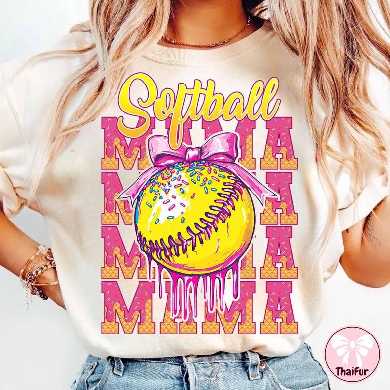 Softball Mama Ice Cream Shirt Sport Mom Comfortable T-Shirts, Hoodie, Sweatshirt