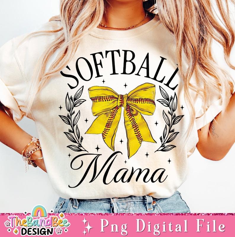 Softball Mama T-Shirt, Coquette Softball Bow T-Shirt, Softball T-Shirt, Softball Bow T-Shirt, Fall Coquette Bow T-Shirt,...