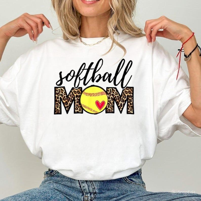 Softball Mom Leopard Shirt, Softball Mom Shirt, Softball Mama Shirt, Softball Mom Gift, Softball Lover Shirt, Softball...