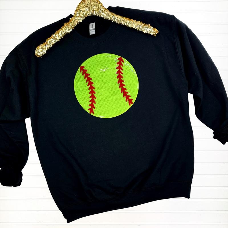Softball Sequin Patch Sweatshirt T-Shirts, Hoodie | HypeCrazeTee.com
