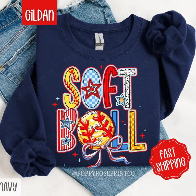 Softball Sweatshirt, Women's Crewneck, Softball Women's Sweatshirt T-Shirts, Hoodie | HypeCrazeTee.com