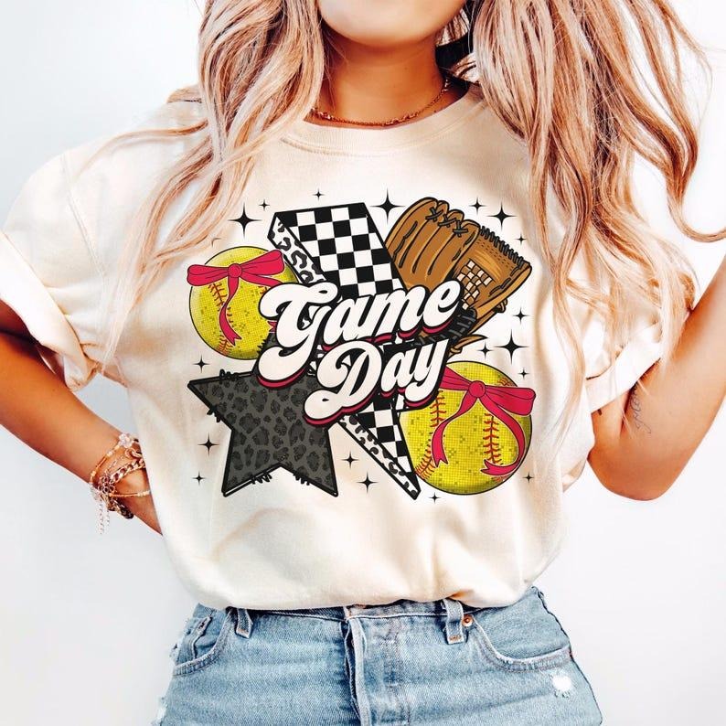 Softball T-shirt, Game Day, Coquette, Softball Mom, Shirt Hoodie, Sweatshirt | HypeCrazeTee.com