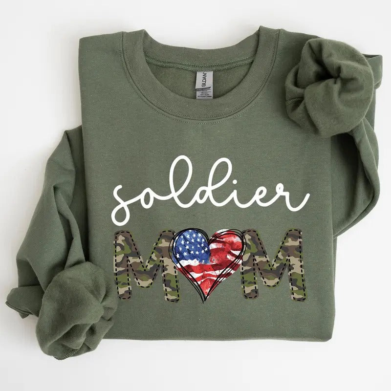 Soldier Mom, Military, Armed Forces, Mother's Day Sweatshirt T-Shirts, Hoodie | HypeCrazeTee.com