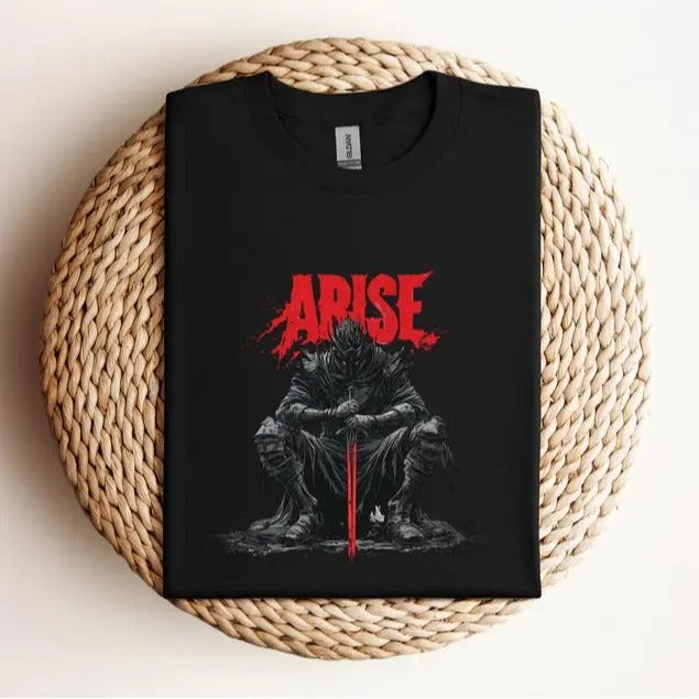 Solo Leveling "ARISE" T-Shirt - Igris Fanart - Shadow Monarch Anime Tee - Jinwoo Sung Manhwa Shirt - Dark Fantasy Gamer Merch