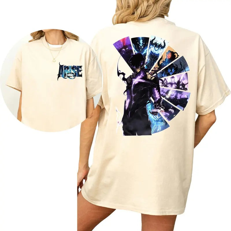 Solo Leveling ARISE T-Shirt, Shadow Monarch Anime Tee, Jinwoo Sung Manhwa Shirt Hoodie, Sweatshirt | HypeCrazeTee.com
