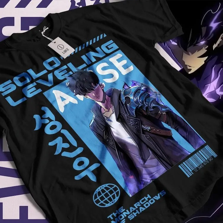 Solo Leveling Manga Shirt, Fire Style, Sung, Streetwear, Japan Style, Anime Unisex T-shirt Hoodie, Sweatshirt