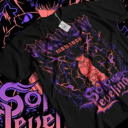 Solo Leveling T-Shirt Sung Jinwoo Horror Anime Manga Black Gifts Shirt All Size Hoodie, Sweatshirt | HypeCrazeTee.com