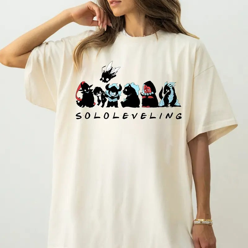 Solo Leveling T-Shirt, Anime Manhwa Shirt, Not Solo Embroidered Shirt Cotton Top Hoodie, Sweatshirt | HypeCrazeTee.com