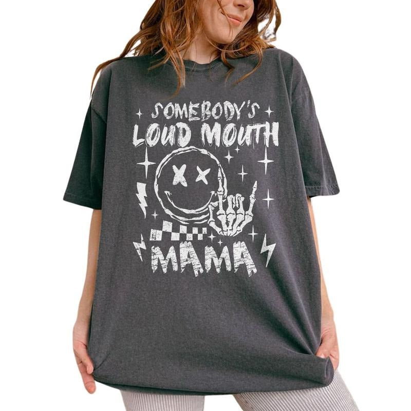Somebody's Loud Mouth Mama Shirt, Loud Mouth Mom Tee, Funny Mama Graphic Tee Women, Cool Moms Unhinged Shirt, Comfy...