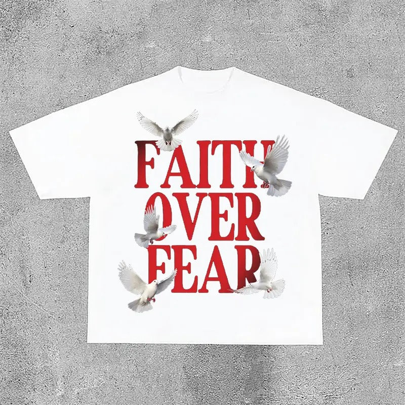 Sopula Casual Short Sleeve Faith Over Fear Print  T-Shirt Hoodie, Sweatshirt | HypeCrazeTee.com